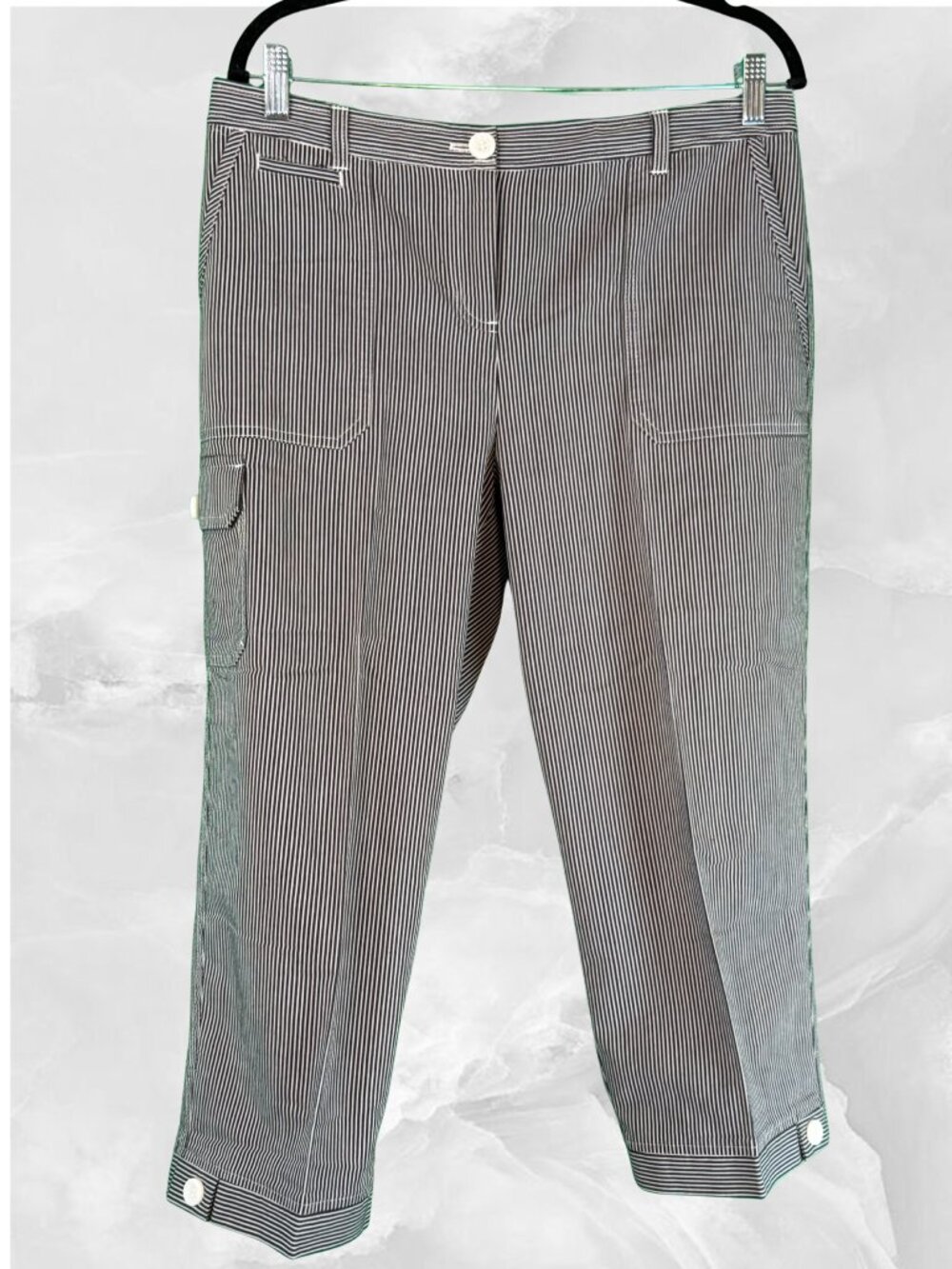 Izod cropped black and white striped pants-Sz 10